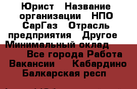 Юрист › Название организации ­ НПО СарГаз › Отрасль предприятия ­ Другое › Минимальный оклад ­ 15 000 - Все города Работа » Вакансии   . Кабардино-Балкарская респ.